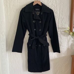 London Fog Black Trench Coat Size Small Petite